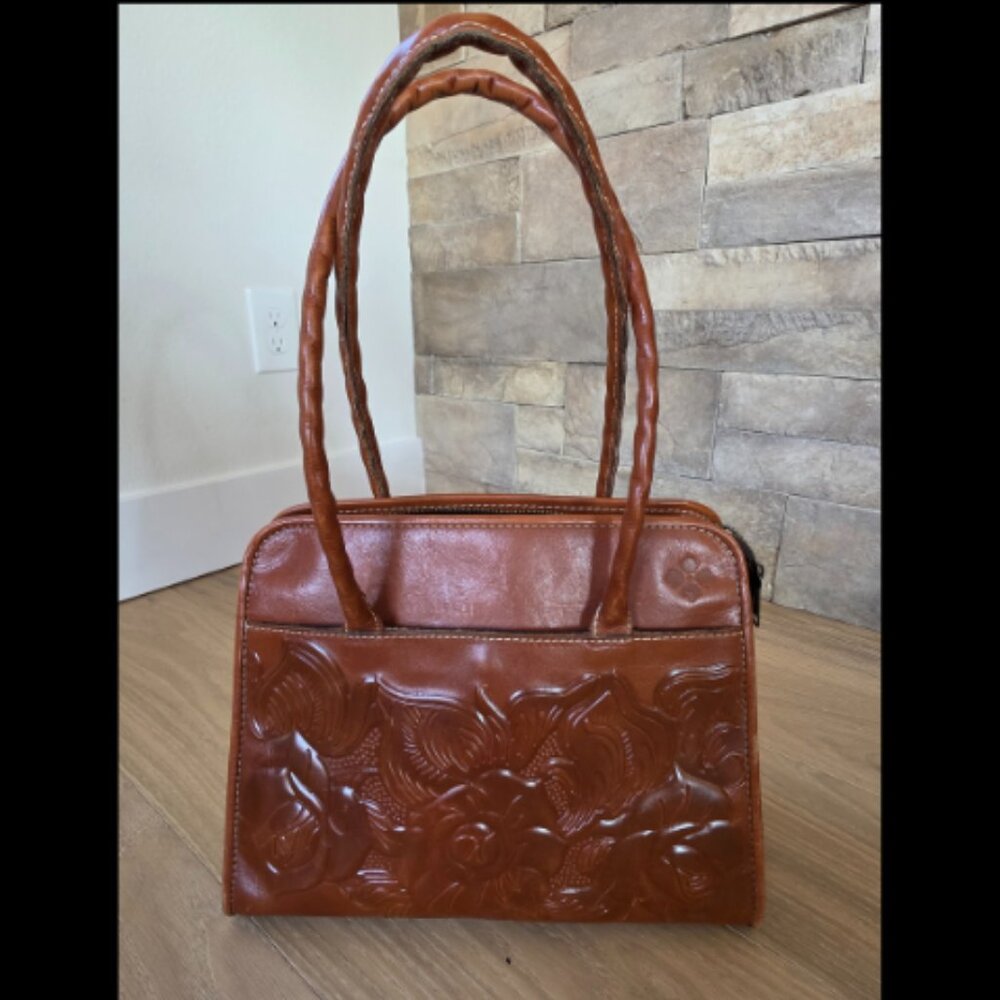 Patricia Nash Tooled Leather Satchel with Dust Bag